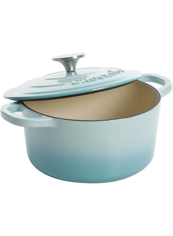 Crock-Pot Artisan Round Enameled Cast Iron Dutch Oven, 5-Quart, Aqua  - Image 3