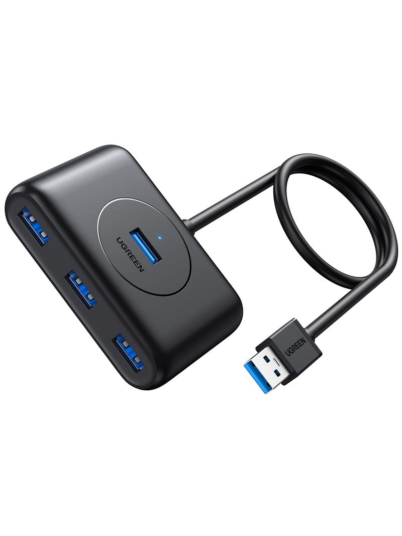 UGREEN 4-in-1 USB 3.0 Port Hub 5Gbps Data Transfer Adapter for PC, Laptop, External Hard Drive, Flash Drives, Keyboard (1M) - Black