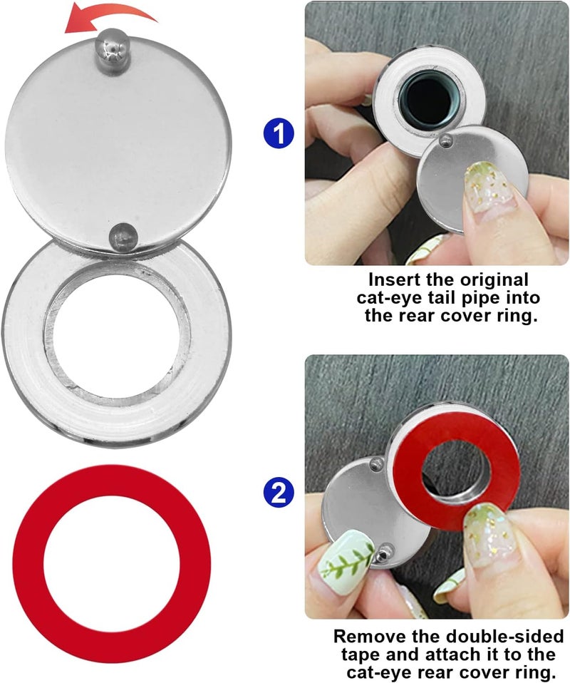 KIBBEH 1 Set Peephole Cover, Peep Hole Covers for Peep Holes for Door Viewers, Home Security Peephole Protector Us House, Family, with Matching Self-Adhesive Installation Tools, Simple and Fast(Silver) - Image 3