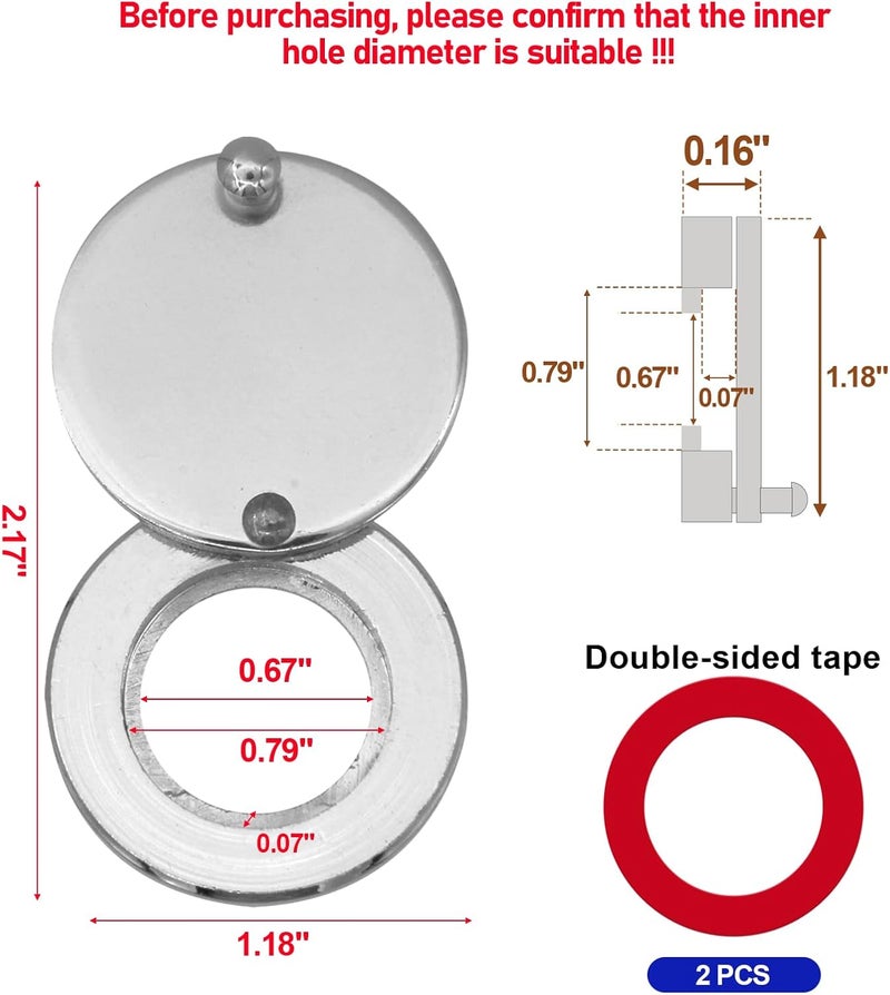 KIBBEH 1 Set Peephole Cover, Peep Hole Covers for Peep Holes for Door Viewers, Home Security Peephole Protector Us House, Family, with Matching Self-Adhesive Installation Tools, Simple and Fast(Silver) - Image 2