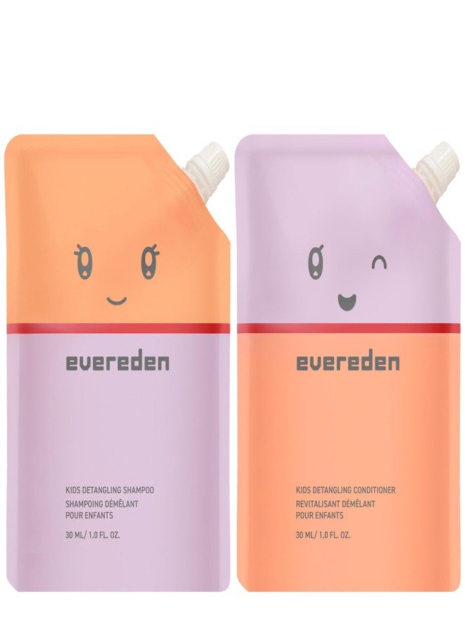 Evereden Kids Mini Haircare Set: Travel Size Hair Detangling Shampoo 1fl.oz & Conditioner 1fl.oz for Children Ages 3+, Plant Protein Peptides & Argan Oil, Vegan, Free from Sulfate, Paraben & Phthalate - Image 1