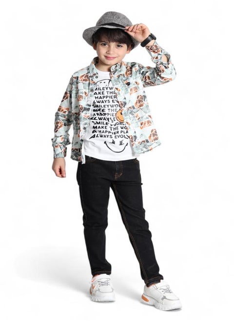 Chic Boys' Attire Set (Shirt and T-Shirt) Aged 3 - 2024 Summer Designs - Silky Fabrics & Vivid Colors for an Elegant, Easygoing Ensemble, Now at 🌈 CHOICE