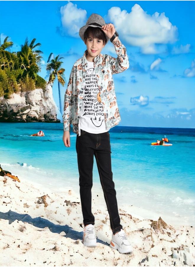 CHOiCE - Chic Boys' Attire Set (Shirt and T-Shirt) Aged 3 - 2024 Summer Designs - Silky Fabrics & Vivid Colors for an Elegant, Easygoing Ensemble, Now at 🌈 CHOICE - Image 1