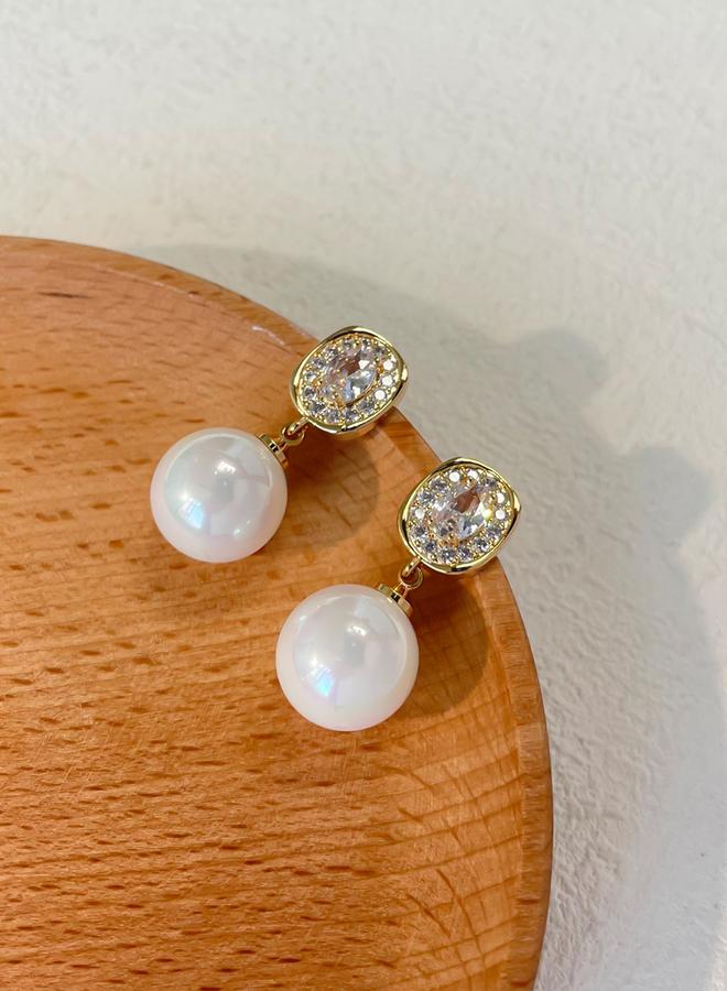 Take Two Gold Faux Pearl Embellished Earrings - Image 1