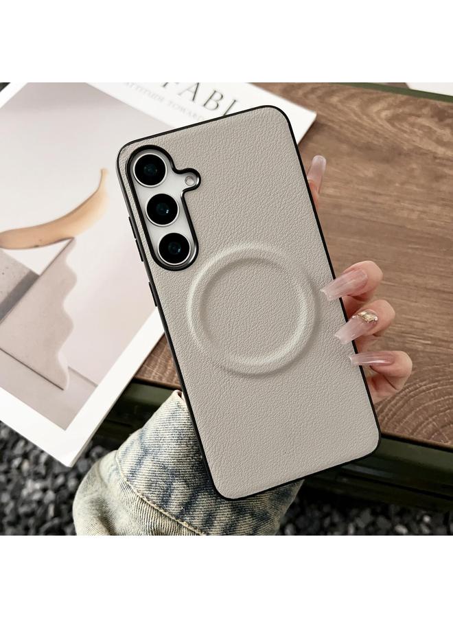S-TOP Case For Samsung Galaxy S25+ 5G Magsafe Magnetic Plain Leather Phone Case