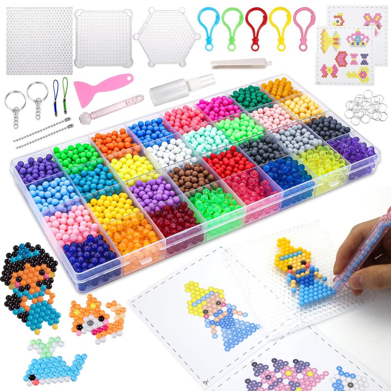 Fuse Beads Kit for Girls Ages 6 4400 Pcs 5mm Beads in 32 Colors with Spray Bottle Puzzle Guide Clamps Chains Creative DIY Arts Crafts Gift