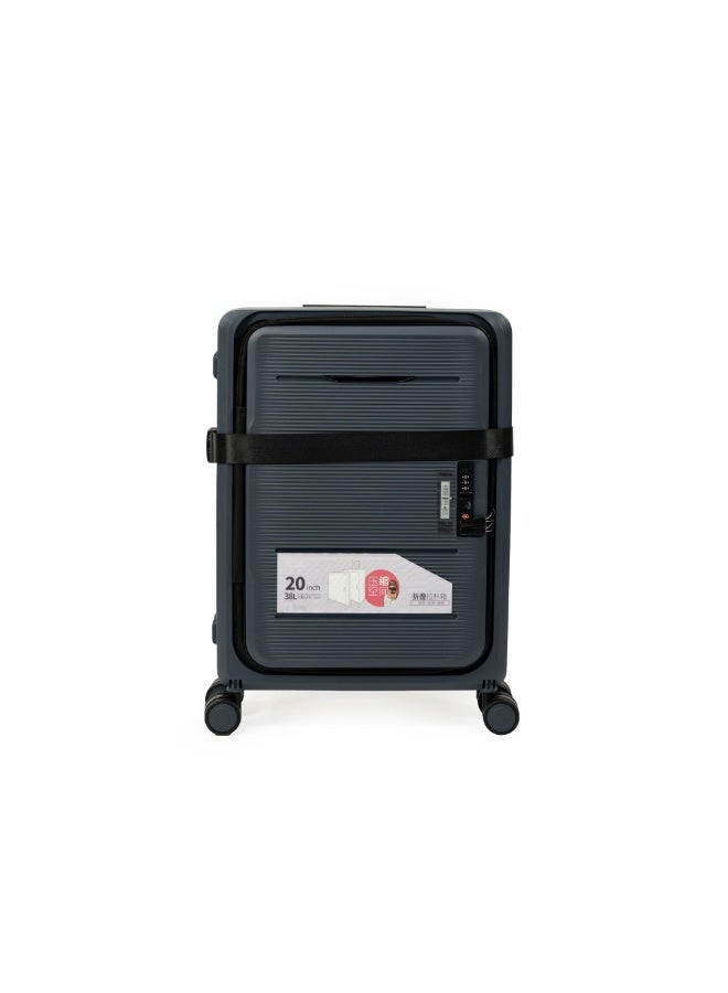 Collapsible & Foldable Hardcase Cabin Plastic Suitcase for Travel for Men's & Women's | Travel Trolley Bag| 8 Wheels | TSA Lock | Easy-to-Store (Dark Gray, 20 Inch)