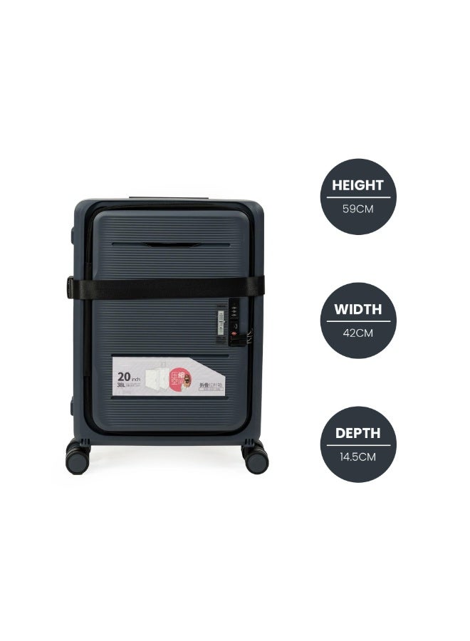 Collapsible & Foldable Hardcase Cabin Plastic Suitcase for Travel for Men's & Women's | Travel Trolley Bag| 8 Wheels | TSA Lock | Easy-to-Store (Dark Gray, 20 Inch) - Image 3