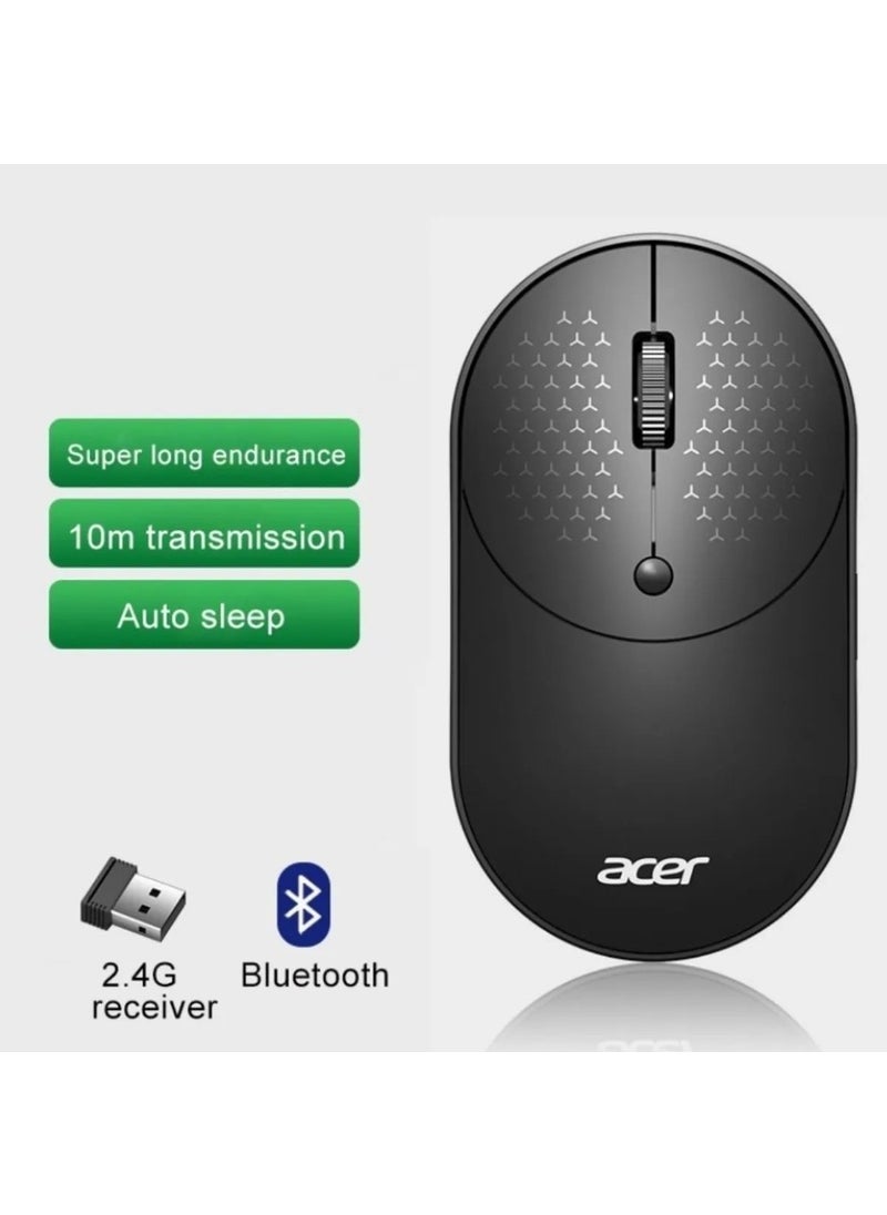 Acer - Wireless Dual Mode USB 2.4Ghz Wireless and Bluetooth Mouse with Auto Sleep Mode Either Use Bluetooth or 2.4Ghz Receiver OMR080 Computer Notebook Laptop Wireless Mouse - Image 1
