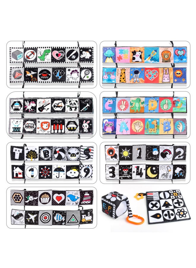 Baby Cloth Book Black And White Animal Visual Shape Color Cognition 0-3 Years Old Baby Cloth Book Baby Toy-Color:960-1 Square Bell Cotton Ball (with Mirror) Bag 49g  - Image 2