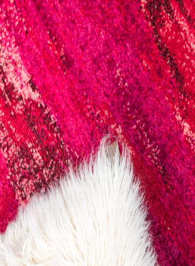 يونيك لوم سجادة أرضية من مجموعة يونيك لوم جاردان، بألوان زاهية ونابضة بالحياة، بتصميم تجريدي مستوحى من الألوان المائية، مقاس 2 قدم و7 بوصات × 10 أقدام، لون وردي/بني - Image 5