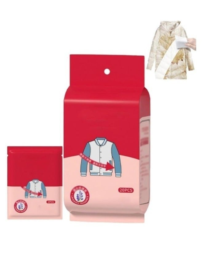 Instant Stain Removal Cloth Wipes (20 Count) Individually Wrapped - Portable Cleaner for Removing Oil, Coffee & Sauce Stains on the Go - Wet Wipes Designed for Emergencies, Travel & Work - Safe on All Fabrics & Leaves No Marks After Drying. - Image 1