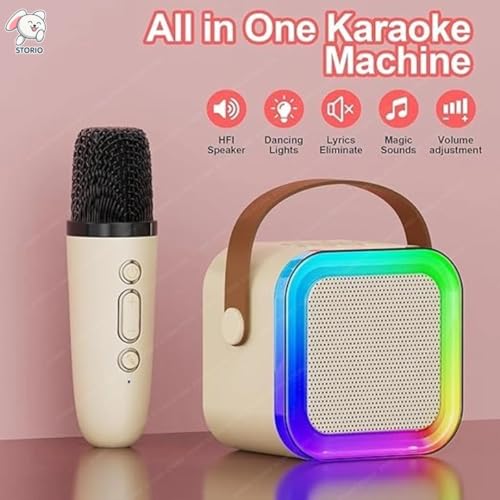 Storio Rechargeable Karaoke Mic with Speaker for Singing | Wireless Bluetooth Microphone with LED Lights | Portable Music Mic for Kids Boys Girls & Adults | Musical Toy & Birthday Gift - Square - Image 2