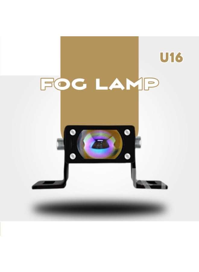 U16 Fog Lamp with Projector Lens, Black, Bracket Mount, Automotive Lighting
