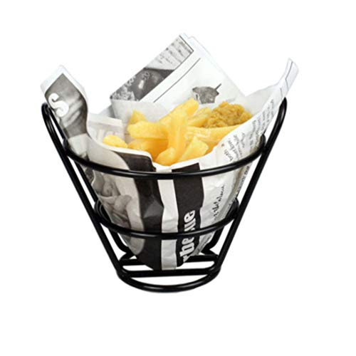 Hemoton Metal French Fry Basket Stand 4.5 Inch Wire Cone Snack Holder for Kitchen Restaurant Party Serving - Image 5