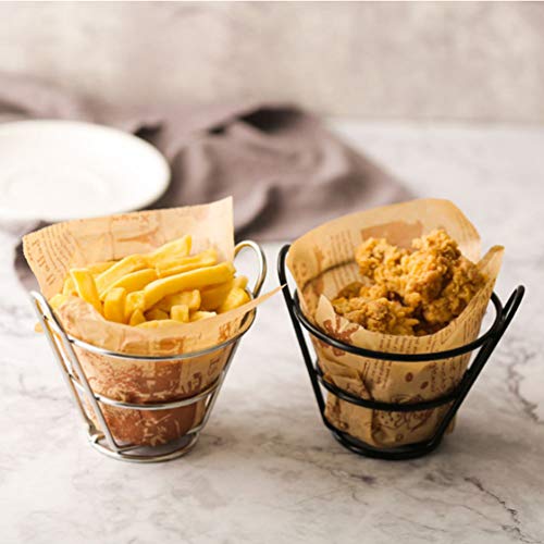 Hemoton Metal French Fry Basket Stand 4.5 Inch Wire Cone Snack Holder for Kitchen Restaurant Party Serving - Image 4