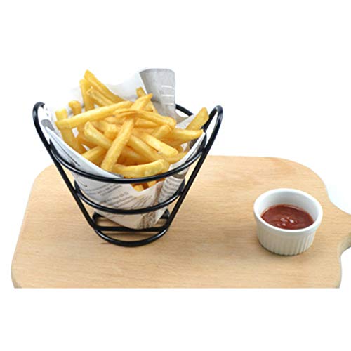 Hemoton Metal French Fry Basket Stand 4.5 Inch Wire Cone Snack Holder for Kitchen Restaurant Party Serving - Image 3