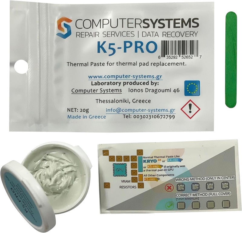 CS Labs معجون حراري لزج K5-PRO لوسادة حرارية 20 جرام متوافق مع آيفون، آبل آيماك، سوني PS4 و PS3، إكس بوكس، آيسر أسباير وغيرها - Image 1