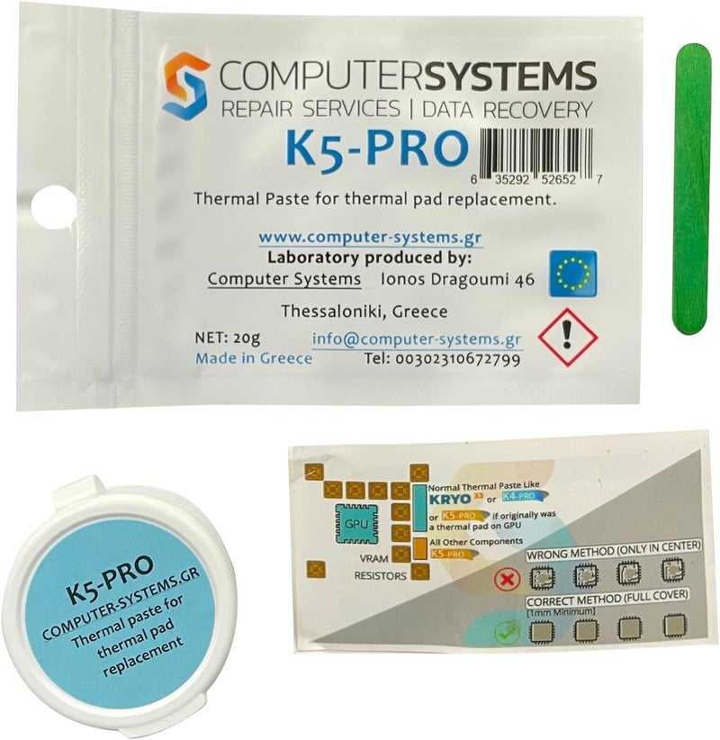 CS Labs معجون حراري لزج K5-PRO لوسادة حرارية 20 جرام متوافق مع آيفون، آبل آيماك، سوني PS4 و PS3، إكس بوكس، آيسر أسباير وغيرها - Image 2