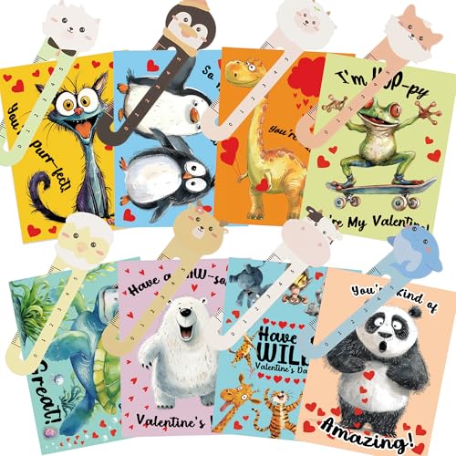 Bemoor 40 Pack Valentines Cards for Kids Classroom, Valentines for Kids Classroom, Class Valentines Day Gifts for Kids - 40 Cards with 50 Bookmarks Set - Image 1
