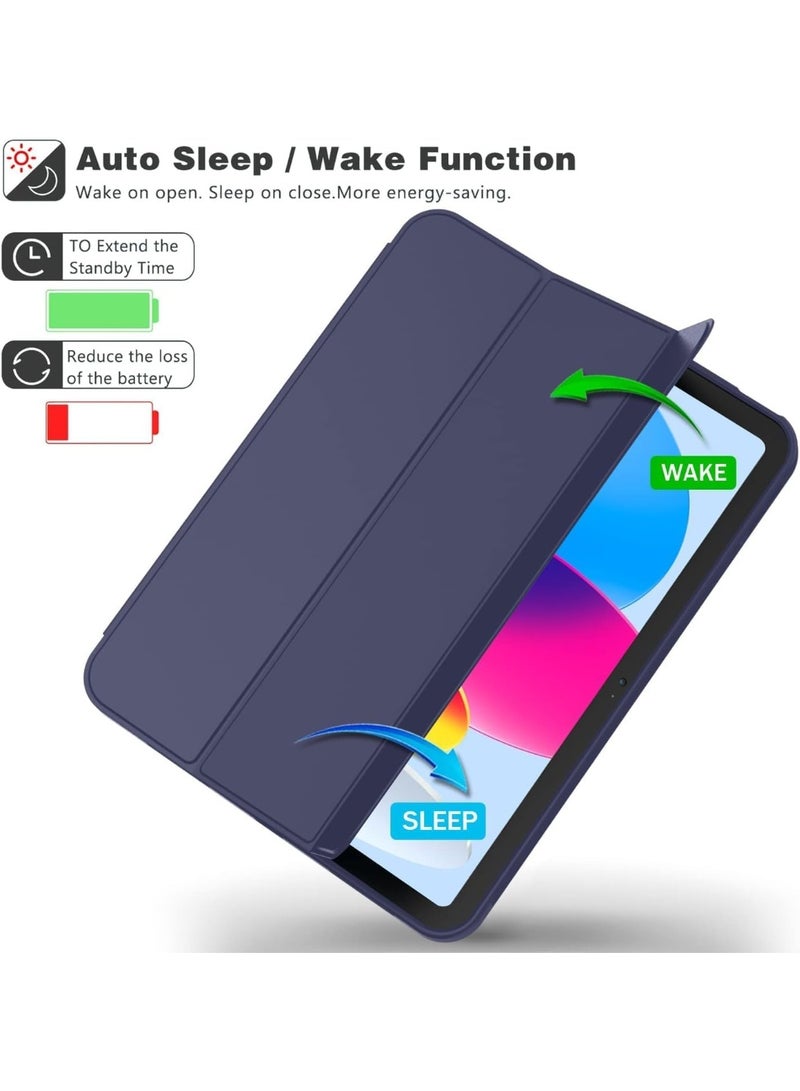 Case for iPad 10th Generation 10.9 Inch, 2022  & ipad 11th genration 2025 Case with Pencil Holder - Protective Trifold Stand Smart Cover [Support Touch ID & Auto Wake/Sleep] comaptiple with (A3354/A3355/A3356 /A2696/A2757/A2777)  , Navy Blue - Image 3