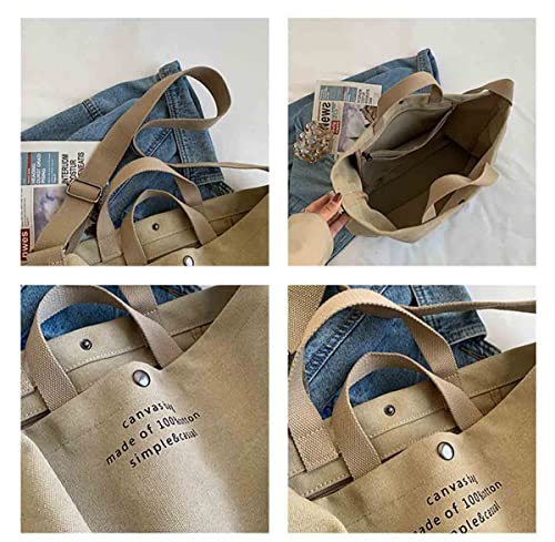 Sumleno Women Large Canvas Tote Handbags Casual Shoulder Work Bag Crossbody Top Handle Vintage Grunge Hobo Bag (Gray,One Size) - Image 5