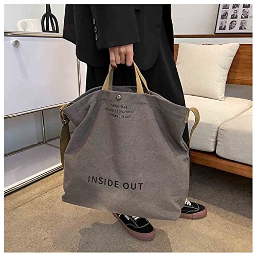 Sumleno Women Large Canvas Tote Handbags Casual Shoulder Work Bag Crossbody Top Handle Vintage Grunge Hobo Bag (Gray,One Size) - Image 3