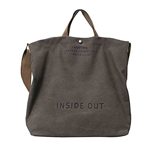 Sumleno Women Large Canvas Tote Handbags Casual Shoulder Work Bag Crossbody Top Handle Vintage Grunge Hobo Bag (Gray,One Size) - Image 1