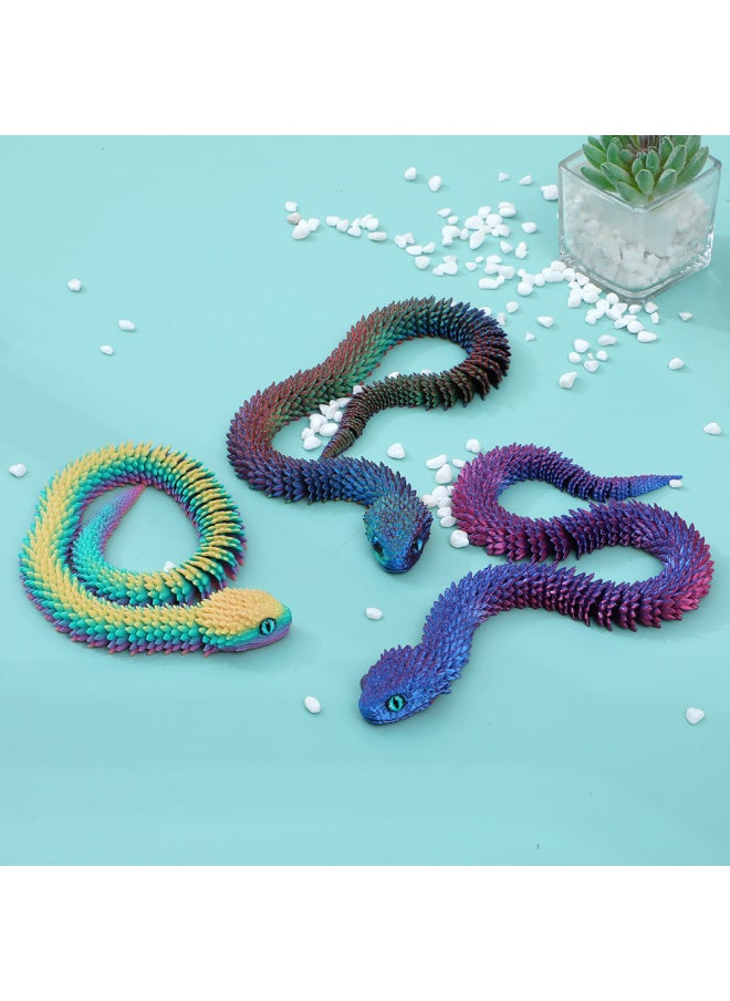 null - 3d Printed Snake Toy Joint Movable Simulation Animal Model Gift Bjd Props Green Snake Children's Toy Viper-Color:Viper [white] Joints Are Movable-Size:60cm - Image 1