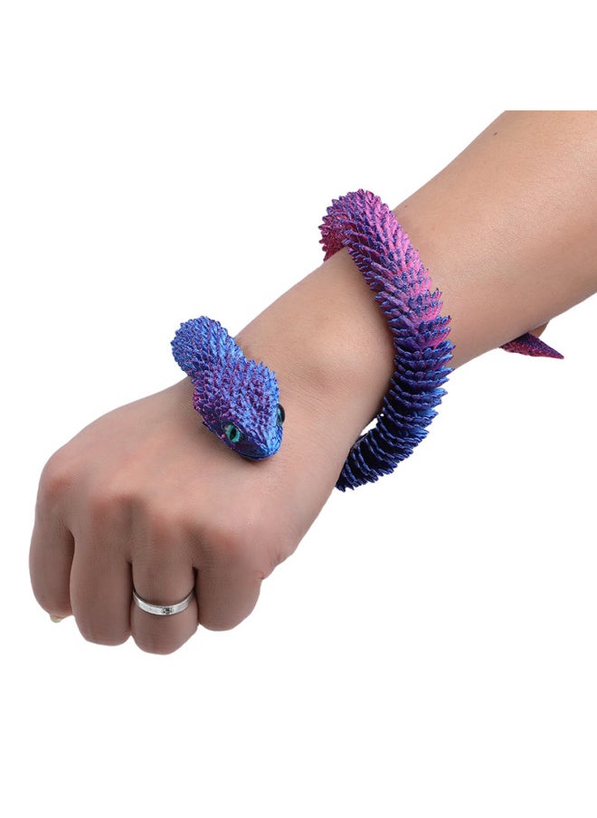 null - 3d Printed Snake Toy Joint Movable Simulation Animal Model Gift Bjd Props Green Snake Children's Toy Viper-Color:Viper [white] Joints Are Movable-Size:60cm - Image 1