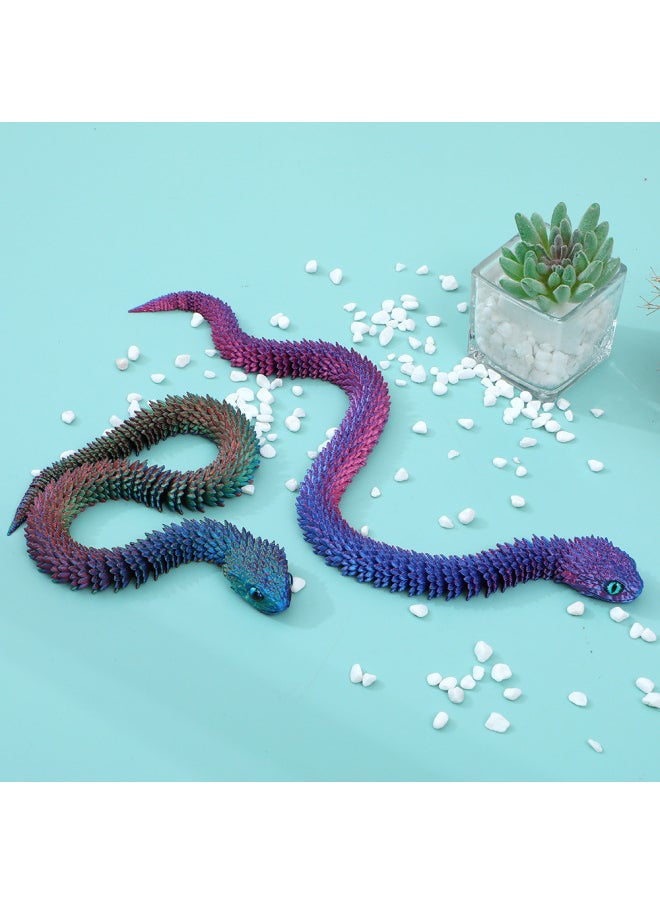 null - 3d Printed Snake Toy Joint Movable Simulation Animal Model Gift Bjd Props Green Snake Children's Toy Viper-Color:Viper [white] Joints Are Movable-Size:60cm - Image 1