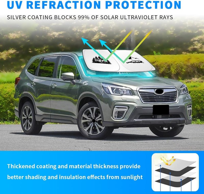 uunonaha غطاء واقي للزجاج ��لأمامي متوافق مع سيارات Subaru Forester، يحجب أشعة الشمس ويحمي العينين، قابل للطي (لطراز Forester) - Image 4