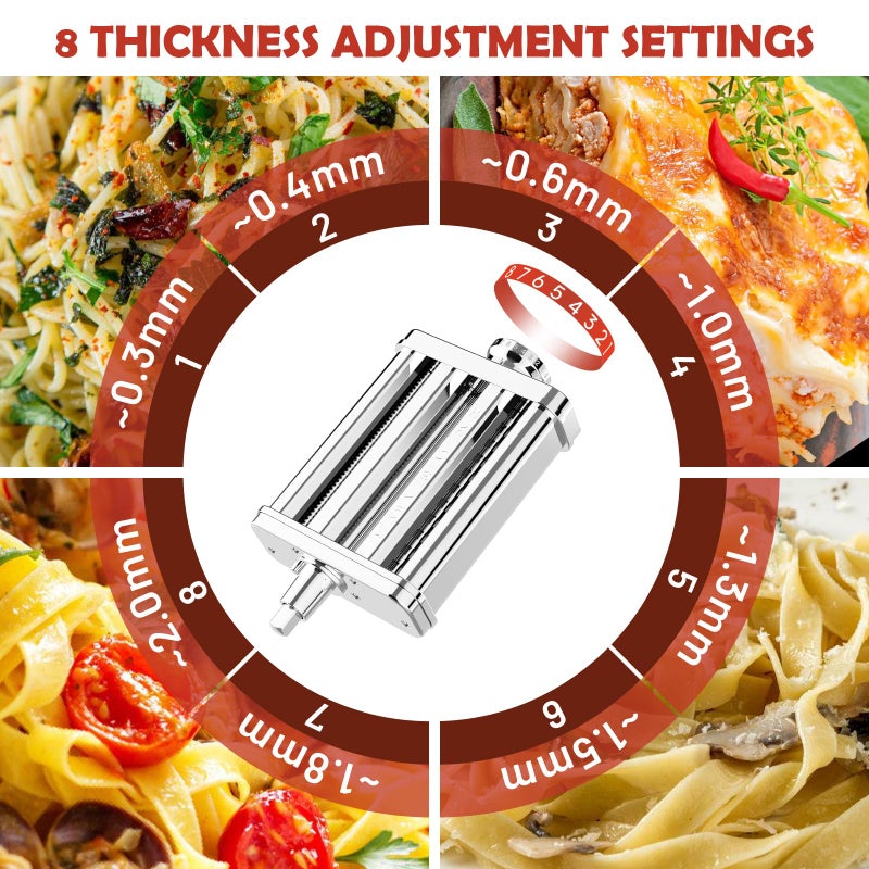 FOCOllK 3-in-1 Pasta Attachment for KitchenAid Stand Mixer - Stainless Steel Pasta Maker with Roller, Spaghetti & Fettuccine Cutters | Professional Pasta Accessories for Homemade Noodles & Italian Cuisine - Image 3