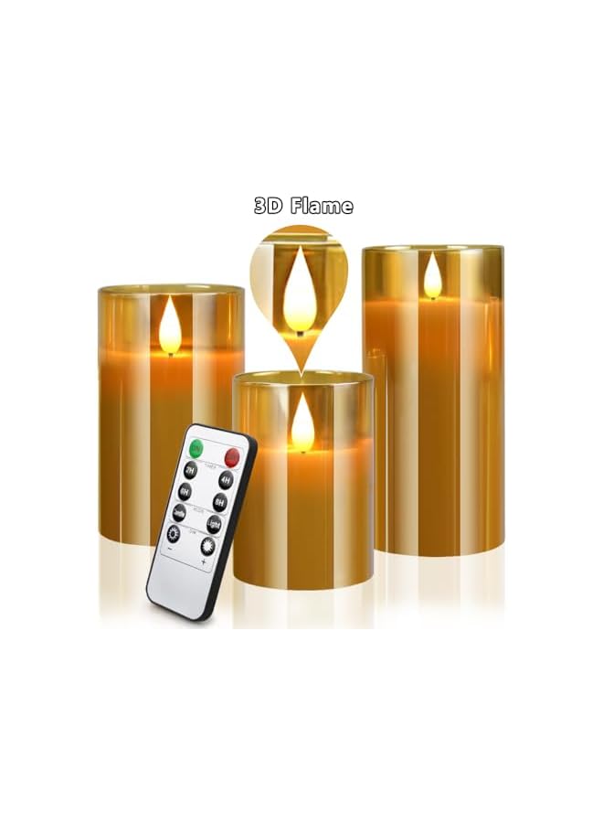 The Bros Flameless Led ing, Real Wax Fake Wick Moving Flame Faux Wickless Pillar Battery Operated with Timer Remote Glass Effect for Festival Wedding Home Party Decor - Image 3