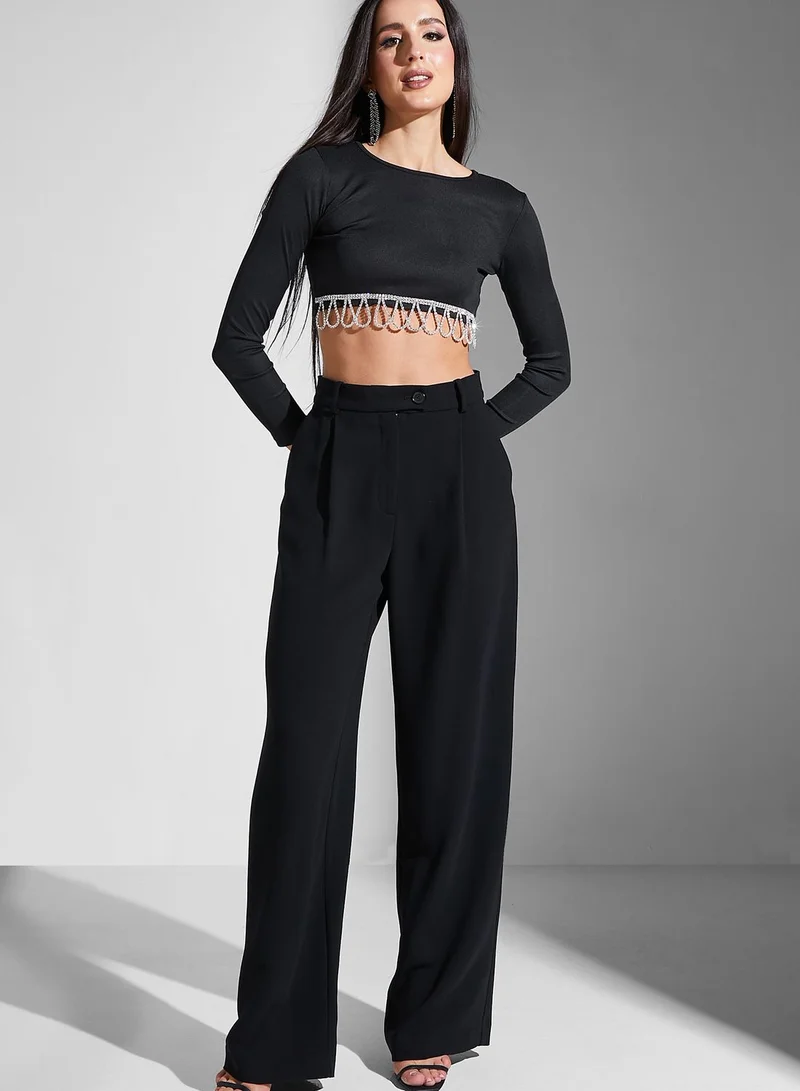 Ella Limited Edition Diamante Hem Crop Top