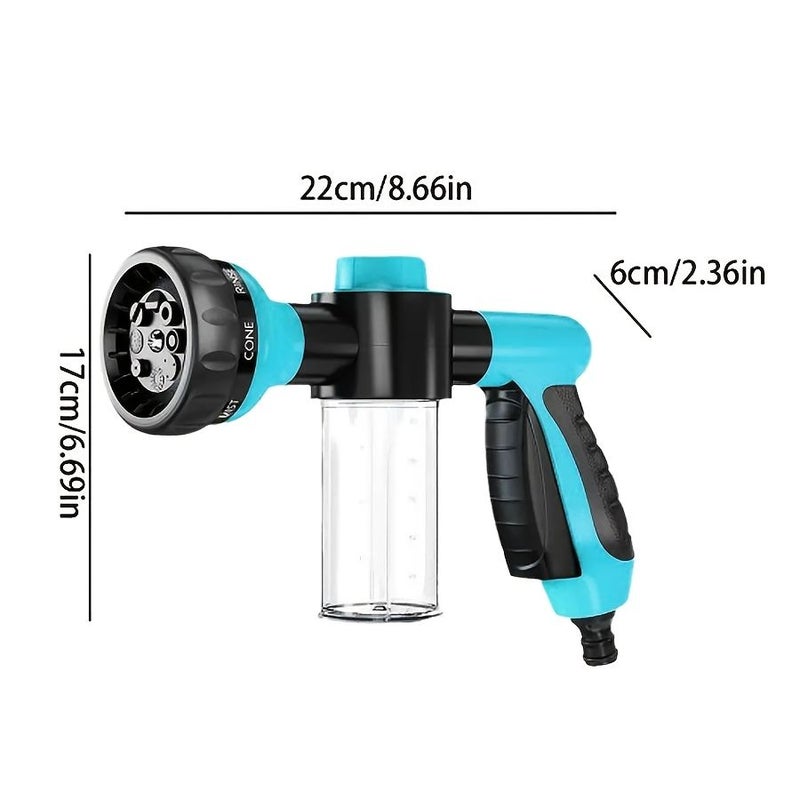 Blue Black Stripes High Pressure Car Wash Gun with Foam Pot And 50FT Retractable Hose - Image 2
