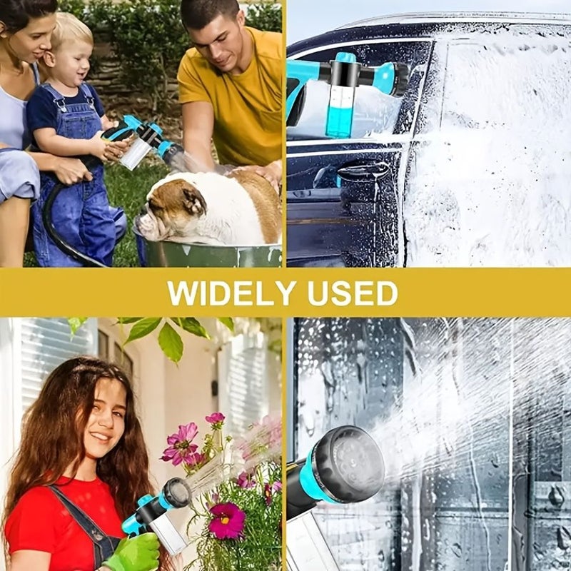 Blue Black Stripes High Pressure Car Wash Gun with Foam Pot And 50FT Retractable Hose - Image 3