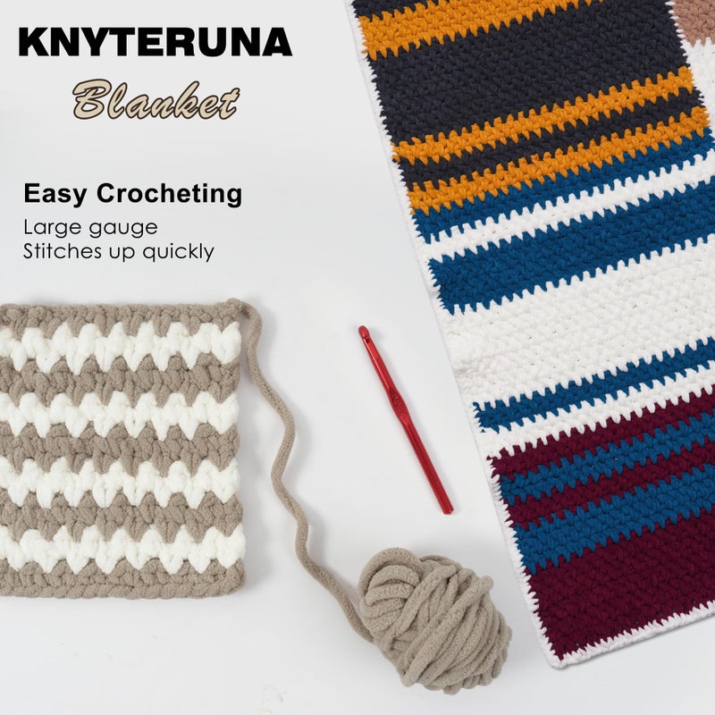 Knyteruna #6 Super Bulky Blanket Yarn for Crocheting - 4 Skeins(Each 10.5oz/300g, 220yds/201m), Chunky Chenille Thick Plush Big Soft Yarn for Crocheting Knitting Blankets, Cream - Image 5