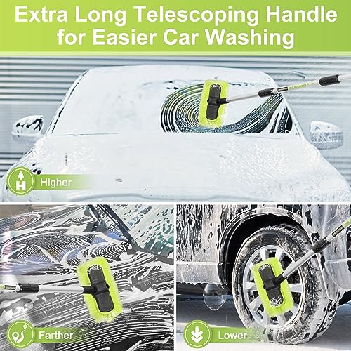 ZimiTeda 65”165cm Car Wash Brush Long Handle Soft Bristle Scrub Cleaning Mop with 4 Hand-held Places Extendable Washing Brushes Broom Kit for RV Boat Truck SUV Caravan Solar Panel House Siding,Sweep Snow - Image 3