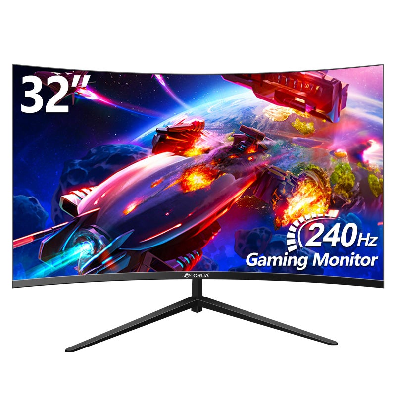 CRUA Gaming Monitor 32 Inch 240Hz, Curved PC Monitor Full HD 1080P 1500R Frameless Computer Monitor with FreeSync and Eye Care Technology, Supports VESA - Image 1