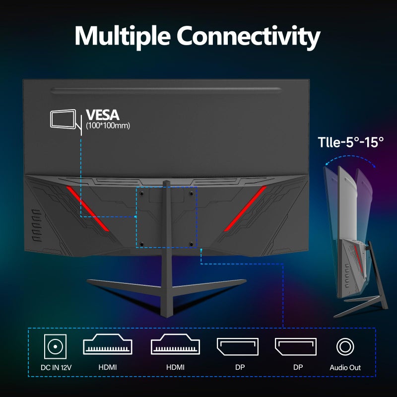 CRUA Gaming Monitor 32 Inch 240Hz, Curved PC Monitor Full HD 1080P 1500R Frameless Computer Monitor with FreeSync and Eye Care Technology, Supports VESA - Image 2