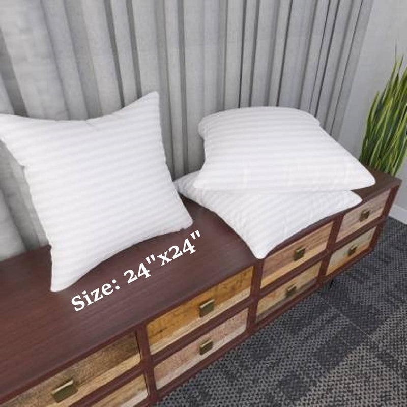 Habitat Square Pillow 24x24 Inches Set of 3 Alberta Microfiber Hotel Quality Premium Fibre Soft Cushion Filler White - Image 2