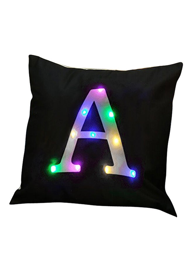 LED Light Up Letter Print Throw Pillow Cover Black 45x45centimeter