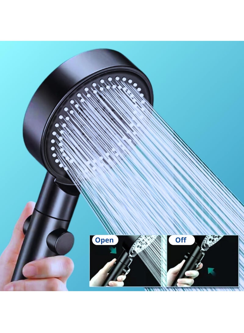 Relex Shower Head Set, High Pressure with 1.5M Hose, Modern Handheld Design Shower Head with Holder, 5 Jet Types for Spa, Bathing (Silver) - Image 2