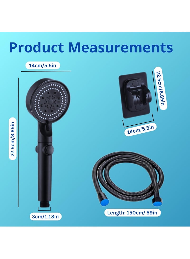 Relex Shower Head Set, High Pressure with 1.5M Hose, Modern Handheld Design Shower Head with Holder, 5 Jet Types for Spa, Bathing (Silver) - Image 4