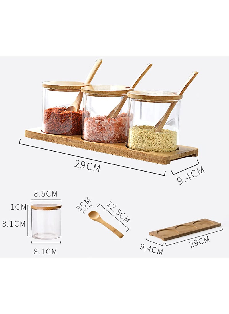 Lawei Lawei Set of 3 Condiment Jar with Lids and Spoons Glass Sugar Bowls Sugar Salt Container Set for Sugar Serving Spice Salt  - Image 2