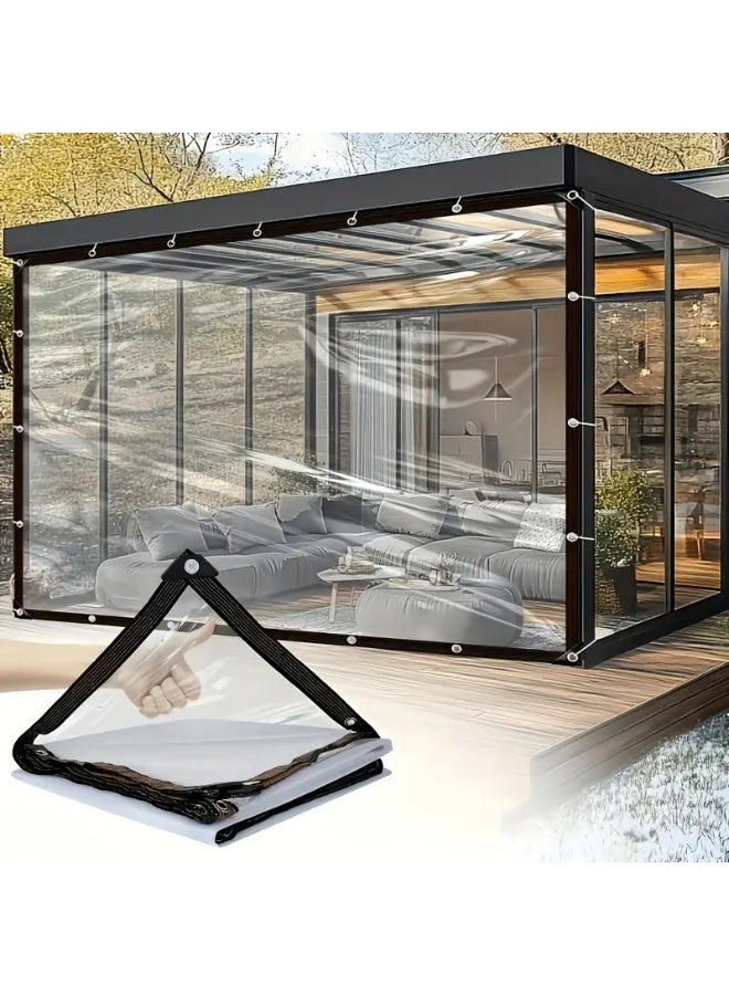 1pc Transparent PVC Waterproof Tarpaulin for Outdoor Rain Protection - Image 1