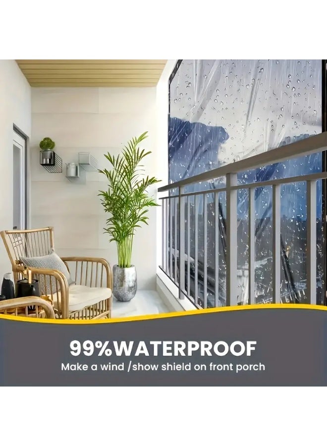 1pc Transparent PVC Waterproof Tarpaulin for Outdoor Rain Protection - Image 4