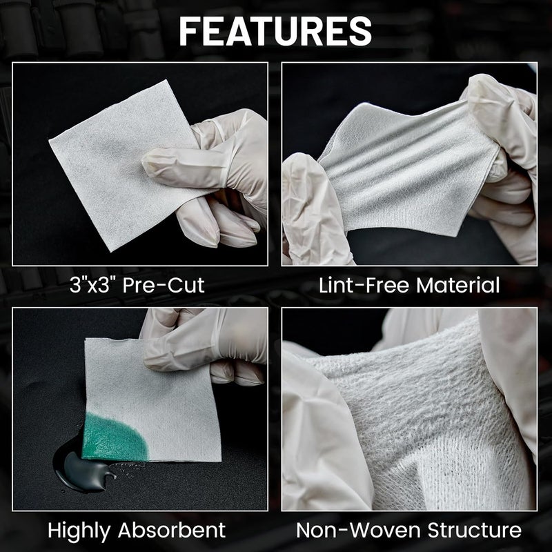 PINGMIC Gun Cleaning Patches - Lint Free, Highly Absorbent, 2"x2" Cleaning Patches for Firearms 9mm /.30cal, 3"x3" for 12-20 Gauge, Bulk Gun Wipes - Image 2