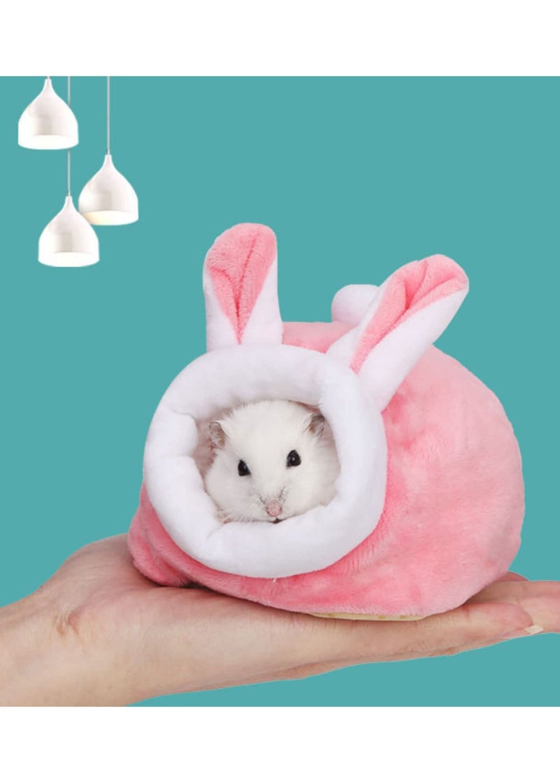 Excefore Guinea Pig Beds, Hamster Bed, Mini Hamster Cotton Nest, Cute Hamster Sleeping Animals Bedding House for Hamster/ Hedgehog/ Squirrel/ Lizard and Other Small Animal (Grey+Pink) - Image 2